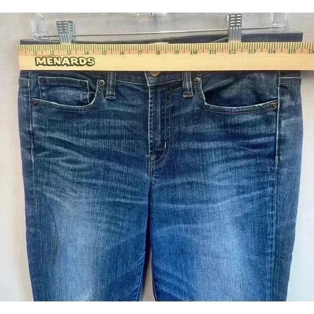 J Crew Jeans Women's Size 28 Toothpick Skinny Mid Rise Distressed‎ Blue Denim
